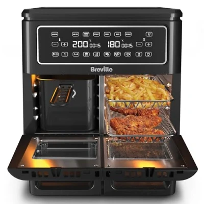 Image de Breville friteuse sans huile Flexi Halo Four numérique 11 L Air Fryer : 10+ personnes Frire, cuire, griller, rôtir, réchauffer 2400 W Noir [VDF130X]