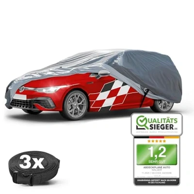 Image de WALSER Bâche Premium All Weather Plus, enduite de PVC, Automobile résistant aux UV, Complet imperméable à l&#039;eau pour Combi Taille 4 Gris