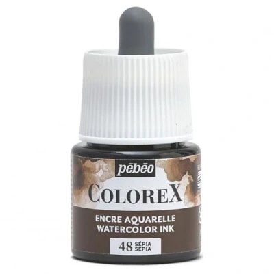 Image de Pébéo Encre Colorex 45 ML Sépia Aquarelle Marron Rendu Velouté Dessin Multi outil Tous Supports