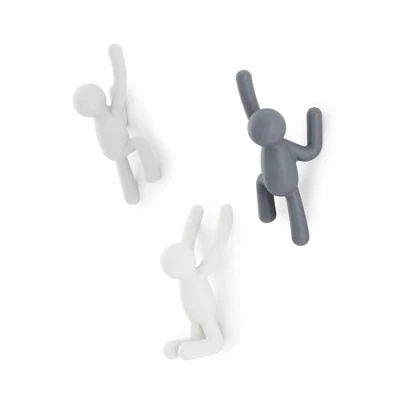 Image de Umbra Buddy Hooks. Crochets muraux Porte manteau mural décoratif, ensemble de 3, Gris Assorti, Taille normale