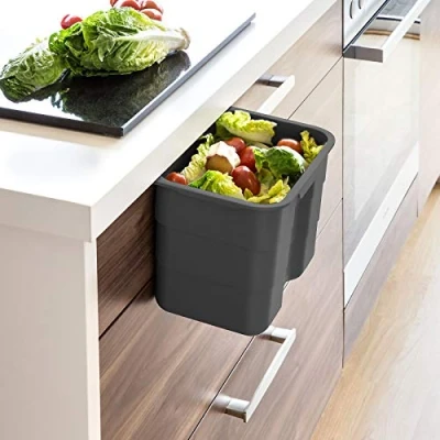 Image de SO TECH® BIKI Poubelles Déchets Verts 4,2 L Anthracite avec Couvercle Collecteur à Accrocher Corbeille Poubelle