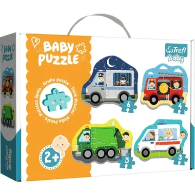 Image de Trefl Fahrzeuge und Berufe de 3 à 6 Pièces, 4 Sets, pour Enfants partir 2 Ans Puzzle, 36071, Multicolored