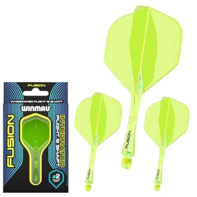 Image de Winmau Darts Fusion Système intégré de vol et d&#039;arbre No.6 Forme Design Jaune Couleur, Longueur Courte