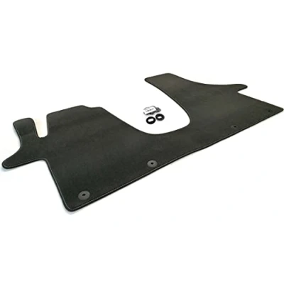 Image de Tapis de sol en velours qualité supérieure pour VW T5 T6 Multivan Bus (surpiqûre argentée) avec fixation