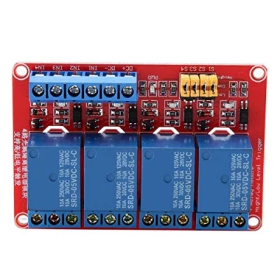 Image de Akozon module de relais, carte relais à 4 canaux avec optocoupleur déclencheur haut et bas 5V/12V/24V(5V)