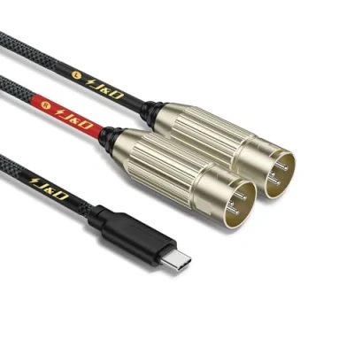 Image de J&amp;D Câble Adaptateur USB C vers Dual XLR Mâle Audio Stéréo pour Amplificateur, Console de Mixage, Haut parleur, Compatible avec la Série iPhone 15/16, 1,8 m