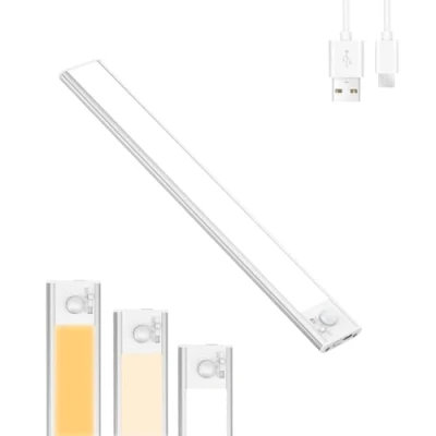 Image de Lampe LED sous meuble avec détecteur de mouvement, rechargeable sans fil, éclairage d&#039;armoire, 3 modes luminosité, température couleur, intensité variable, pour cuisine, garage, armoire