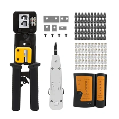 Image de MAYLINE CAT5 CAT6 Pince à Sertir de RJ45 Testeur Network Réseau Cable Kits d&#039;Outils Réparation d&#039;Ordinateur,Professionnel Ensemble d&#039;Outil Approprié au Bricolage (Rouge)
