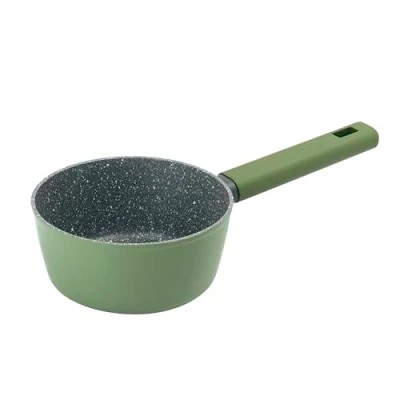 Image de zanetti, casserole verte 16 cm, induction, effet pierre, revêtement haute épaisseur, poignée Soft Touch, adaptée à tous les plans de cuisson