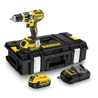 Image de DEWALT Perceuse Visseuse à Percussion Compact Brushless XR 18V Li Ion 4Ah DCD795M2 QW sans Fil avec Coffret TSTAK, 2 Batteries / Chargeur Vitesses (0 600/2000 tr/min) 350W