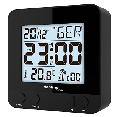 Image de Technoline WT 235 Réveil radio piloté avec capteur tactile, 8 x 2,5 cm (noir piles)