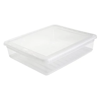 Image de keeeper Boîte de Rangement avec Couvercle et Système Fermeture Coulissante, 29,5 x 19,5 12,5 cm, 4 l, Cornelia, Bleu Transparent