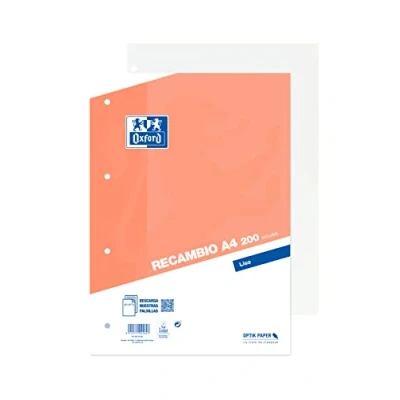 Image de Oxford 200 feuilles A4 unies blanches perforées 4 trous.