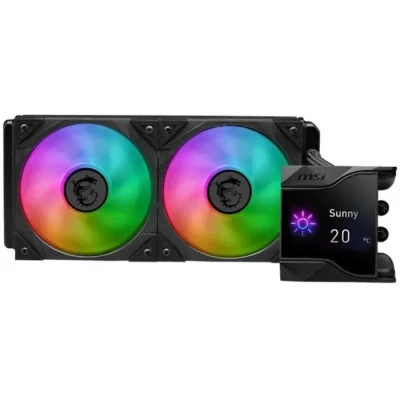 Image de MSI Processeur à refroidissement liquide MPG CORELIQUID D240 60 mm, 2 ventilateurs ARGB 120 tube anti évaporation, GI Compatible avec les sockets AMD et Intel