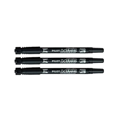 Image de Pilot Super Colour Twin Tip Marker Permanent Black Ink Fine / Extra (pack of 3)