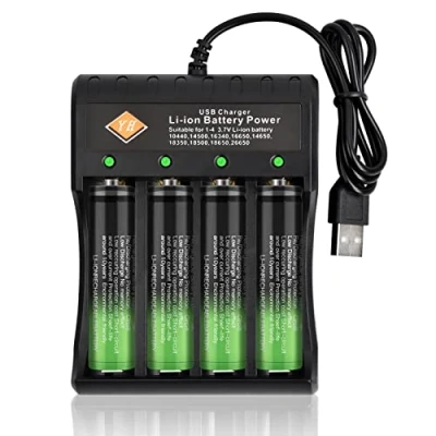 Image de Vesaneae Chargeur de Batterie Universel, Piles Rechargeable, Accu 18650, 4 Slots Batterie, pour Li ION IMR 18650 14500 16340 18350 10440 26650 Ni MH CD AA AAA