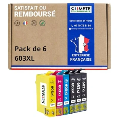 Image de COMETE, Marque Française 603XL 6 Cartouches d&#039;encre Compatibles Epson 603 XL Etoile de Mer pour XP 2100 3105 Workforce WF 2810 2830 2835 2850 (3 Noir 1 Cyan Magenta Jaune)