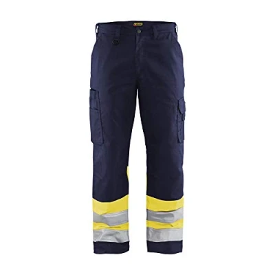 Image de Blaklader 15641811 Pantalon haute visibilité, Bleu marin/jaune, taille C46