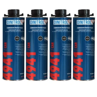 Image de REJEL Dinitrol 4941 Lot de 4 pots cire pour dessous caisse Noir 1 l (avec bouchon à vis style Schutz)