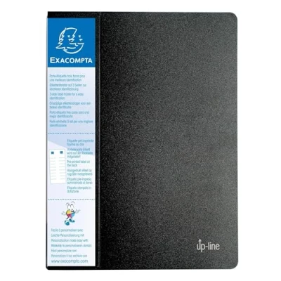 Image de Exacompta Réf. 88302E Carton de 12 Protège documents avec porte étiquette 3 faces Up Line 30 pochettes 60 vues pour A4 dimensions 24 x 32 cm couverture en polypro rigide opaque bleu