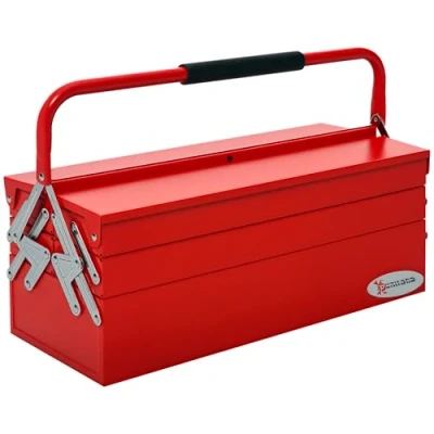 Image de HOMCOM Boite à outils métallique coffret caisse 3 niveaux 5 plateaux rétractables tôle acier rouge