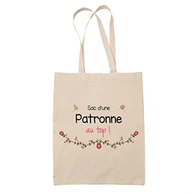 Image de Planetee Tote Bag Patronne au Top Idée Cadeau Collègue Travail Retraite Sac Cabas Réutilisable
