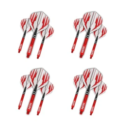 Image de RED DRAGON Dart Flight and Stems Combo Rouge 4 séries de Vols Standard et Tiges Nitrotech Fléchettes par Paquet