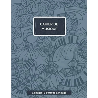 Image de Cahier de Musique: Carnet partitions petit modèle Format 17x22 9 portées par page 32 pages