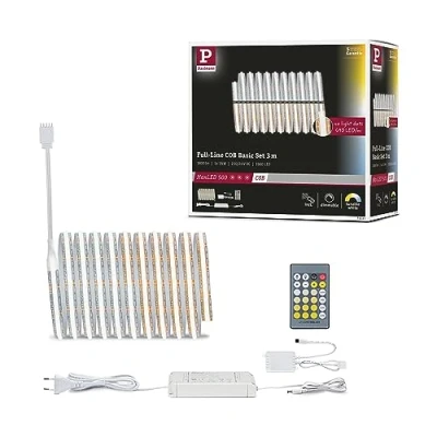 Image de Paulmann 71111 MaxLED 500 Strip Full Line COB 3m 15W 600lm/m 640LEDs/m Tunable White 36VA Bande LED Extensible, Matière Plastique, 15 W, Argent