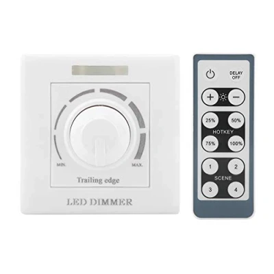 Image de Interrupteur à Intensité Variable, Variateur pour Lumière LED Luminosité Réglable Gradateur Mural avec Télécommande IR 200 W Intelligent 220 V