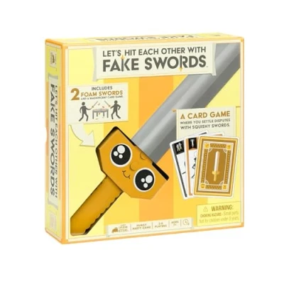 Image de Exploding Kittens Presents: Let&#039;s Hit Each Other with Fake Swords Sword Fighting Card &amp; Board Games for Family Fun Adults, Teens Kids Age 7+ 3 6 Players includes 2 Foam Swords, 72 Cards