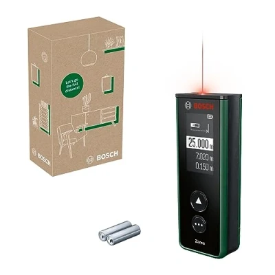Image de Bosch télémètre laser Zamo 4ème génération (mesures faciles et précises jusqu’à 25 m, piles rechargeables via le port USB C, ajout possible d’adaptateurs, dans boîte carton pour e commerce)