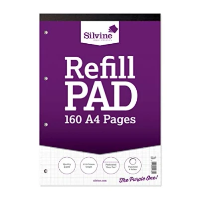Image de Silvine Bloc notes de 160 pages A4 relié, 4 perforations Graphique 2 10 20 mm. Single
