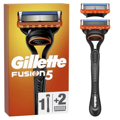 Image de Gillette Rasoir Pour Homme Fusion5, Manche Et 2 Cartouches A 5 Lames, Lame De Précision Les Zones Difficiles, Bande Lubrifiante Une Glisse Fluide Sur Le Visage, 1 Recharge Par 20 Rasages