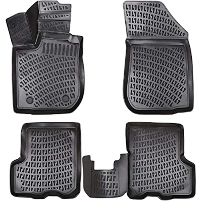 Image de Elmasline Ensemble de tapis en caoutchouc, design 3D, pour Ford Focus III MK3 2014 à 2018, bord extra haut 5 cm