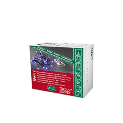 Image de Konstsmide 1491 457 Guirlande d&#039;Eclairage de Cerise sur Pile 20 LEDs Violet Câble Noir