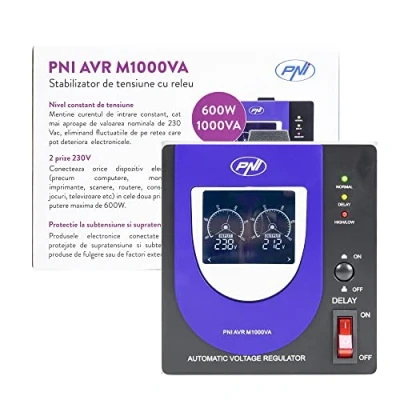 Image de Stabilisateur de tension avec relais PNI AVR M1000VA, 2.7A, 600W, 1000VA