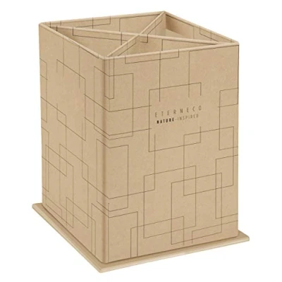 Image de Exacompta Réf. 67847D carton de 8 Pots à crayons carré 4 compartiments en Eterneco Dimensions 8,5x8,5x11 cm Couleur Brun avec des motifs géométriques