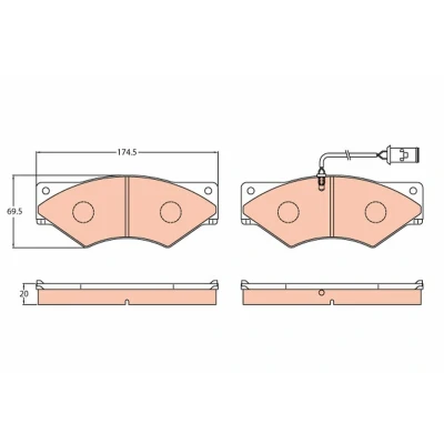 Image de TRW GDB5062 Jeu de plaquettes frein contact signal d&#039;usure inclus IVECO: DAILY 2 Pritsche/Fahrgestell, Kasten/Kombi, Kipper