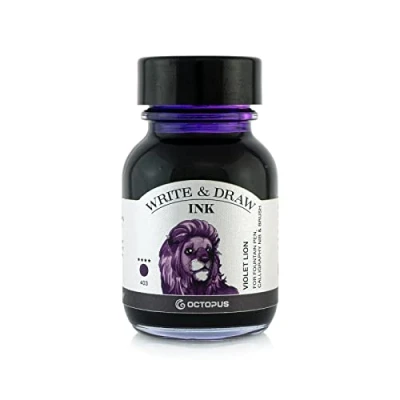 Image de Octopus Write and Draw Ink 403 Violet Lion Encre imperméable Pour l&#039;écriture et le dessin de calligraphie résistante à la lumière stylo plume 50 ml