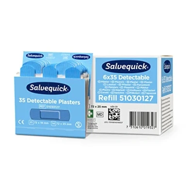 Image de Salvequick ® pansements bleus Détectables par la plupart des détecteurs de métaux destinés à être utilisés dans restauration et l’industrie alimentaire 210