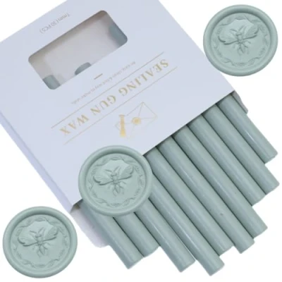 Image de Lot de 10 bâtons cire Atobpp Pour pistolet à colle Bâtonnets tampon Lettres 0,43&quot; Vert sauge
