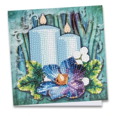 Image de Ideen mit Herz Carte de vœux 16 x cm 370 g/m² Idéale pour la peinture diamant avec enveloppe et accessoire Motif bougie rose Noël