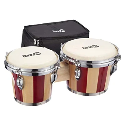 Image de Rockjam RJ 100301 7 &quot;et 8&quot; Bongo sertie de sac rembourré et raccords réglage rouges naturelles