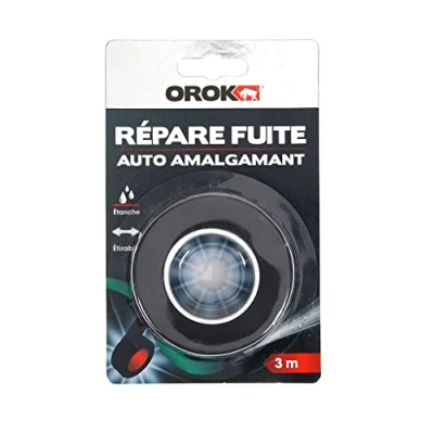 Image de OROK Ruban adhésif isolant, industriel anti fuite d&#039;eau 3m x 25mm, amalgamant noir 100% étanche, Colmatage par auto soudure du ruban, NC