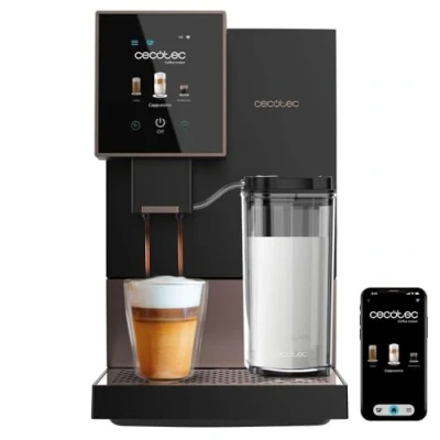 Image de Cecotec Machine a Café Espresso Superautomatique Cremmaet Compactccino Connected Black Rose. 19 Bars, Écran TFT, Wifi, Moulin Integré, Réservoir d&#039;eau 1,1 L et de lait 400 ml, Nettoyage Automatique