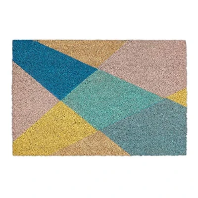 Image de relaxdays Paillasson Coco, Tapis d’entrée avec Motif géométrique, antidérapant, 40 x 60 cm, intérieur &amp; extérieur, coloré 10035482