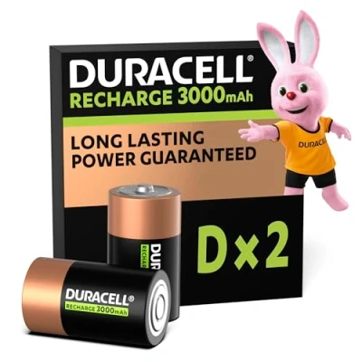 Image de Duracell Recharge Ultra piles Rechargeables type D 3000 mAh, Lot de 2