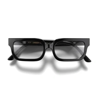 Image de LONDON MOLE Lunettes Icy bloquant la lumière bleue Verres carrés/rectangles Anti fatigue oculaire pour écrans Hommes Femmes Unisexe Charnières à ressort (Noir brillant)