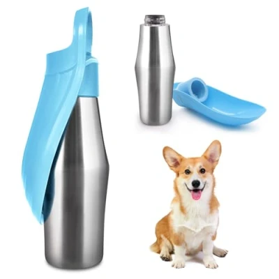 Image de Gourde Pour chien 750 ml En acier inoxydable Pliable à 180 Bouteille d&#039;eau portable la marche, les parcs, le camping Bleu Taille A